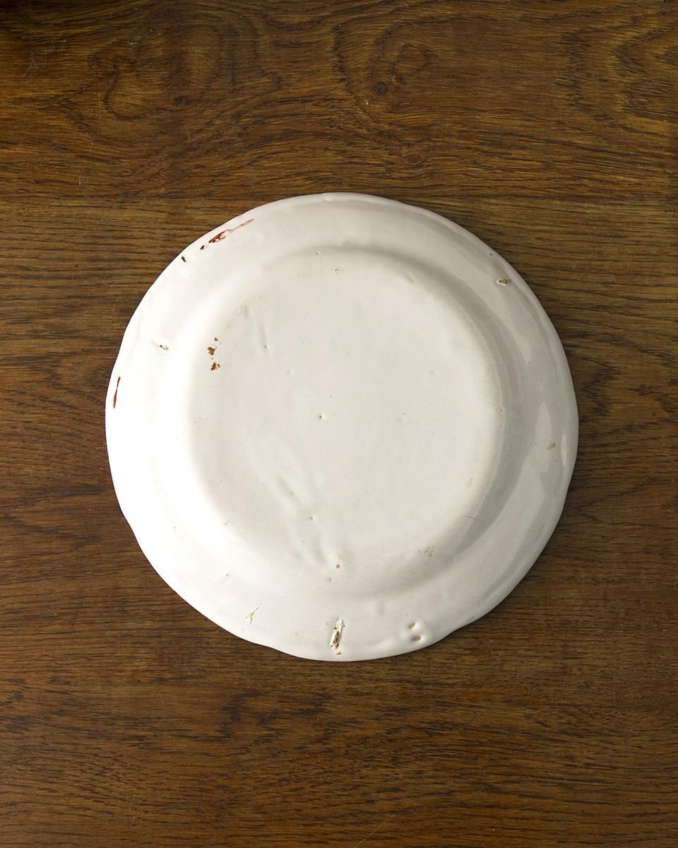 アンティーク 皿 希少なアンティーク横長皿 フリルブルー花柄1900年製