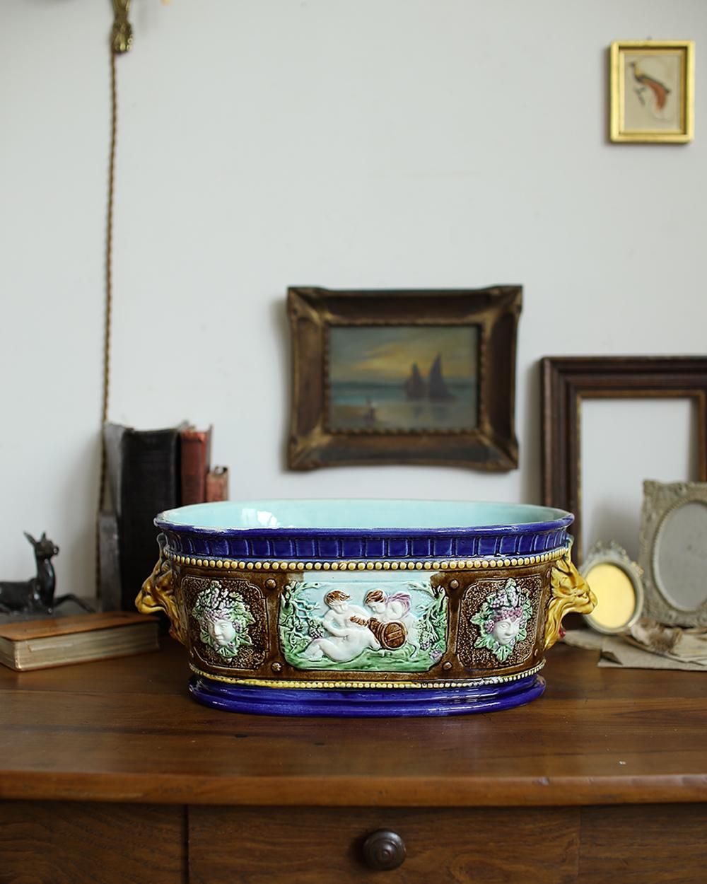 Orchies　フランス陶器　アールヌーボー　フラワーベース　陶器鉢　花瓶 Orchies フランス陶器 アールヌーボー フラワーベース 陶器鉢 花瓶