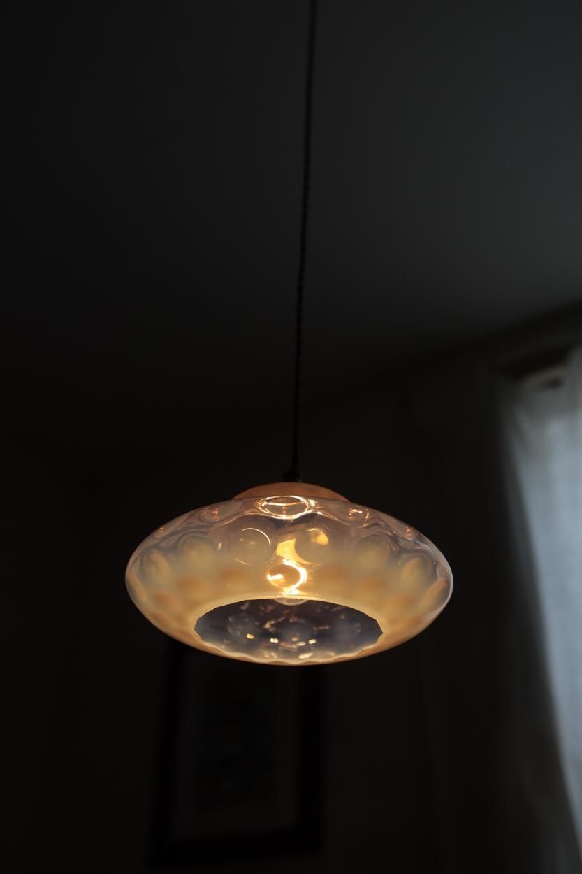 フランスアンティーク ピンクカラーのガラスシェードランプ | Antiques