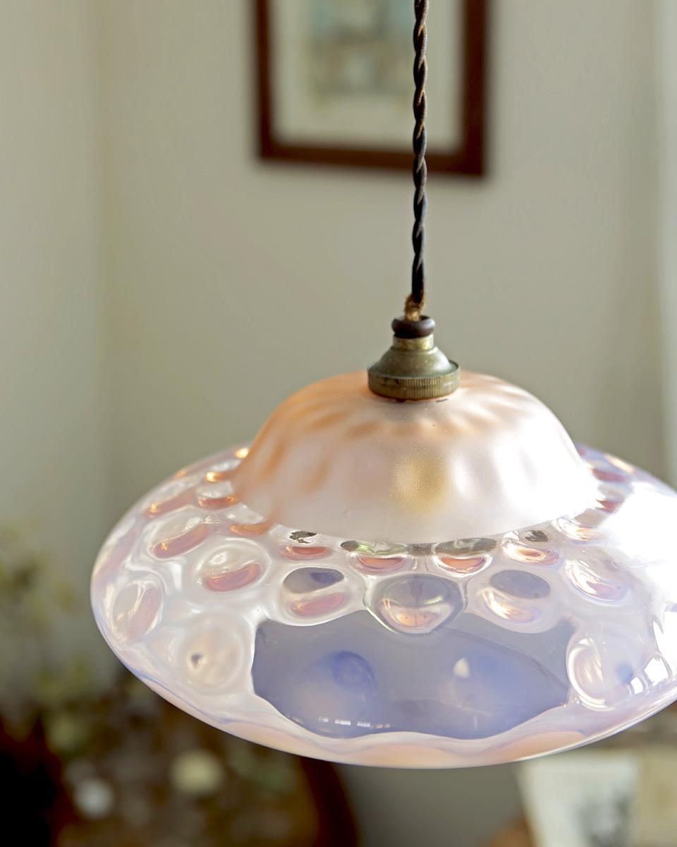 フランスアンティーク ピンク大粒ガラスドロップ ミニシャンデリアシェード フランスアンティーク ピンク大粒ガラスドロップ ミニ