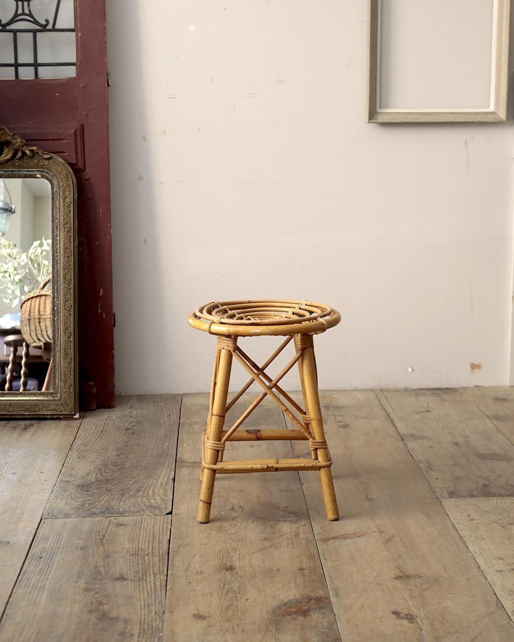 ラタン×バンブー｜ボックスストレージ｜スツールにも｜ダーク