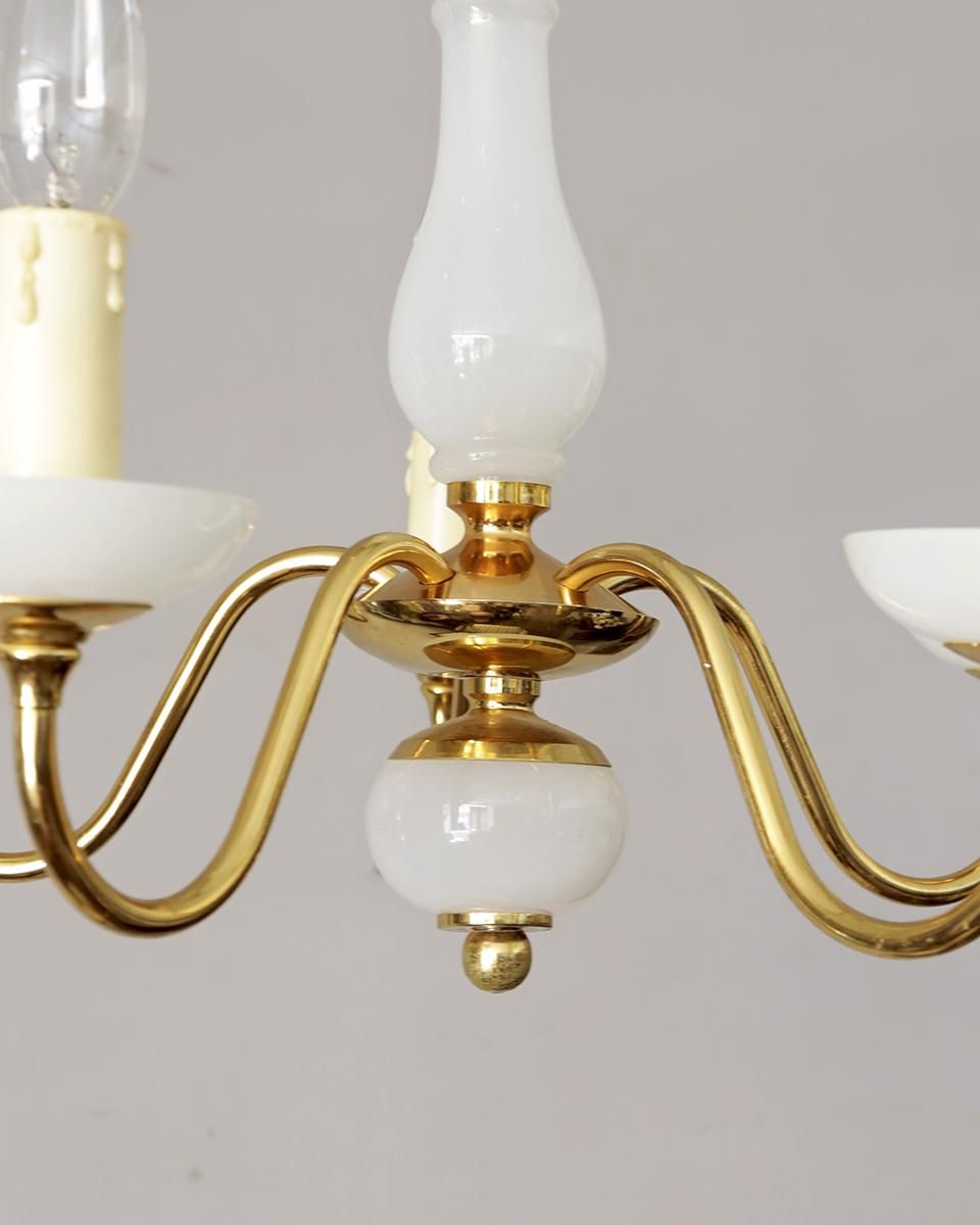 アンティーク ミルクガラス 5灯 シャンデリア | Antiques Knock