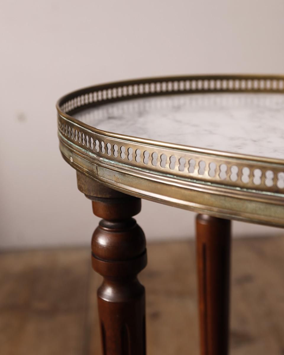 お値下げ　サイドテーブル　マーブルトップ　アンティーク調　和モダン　クラシック アンティーク マーブルトップ サイドテーブル (ナイトテーブル