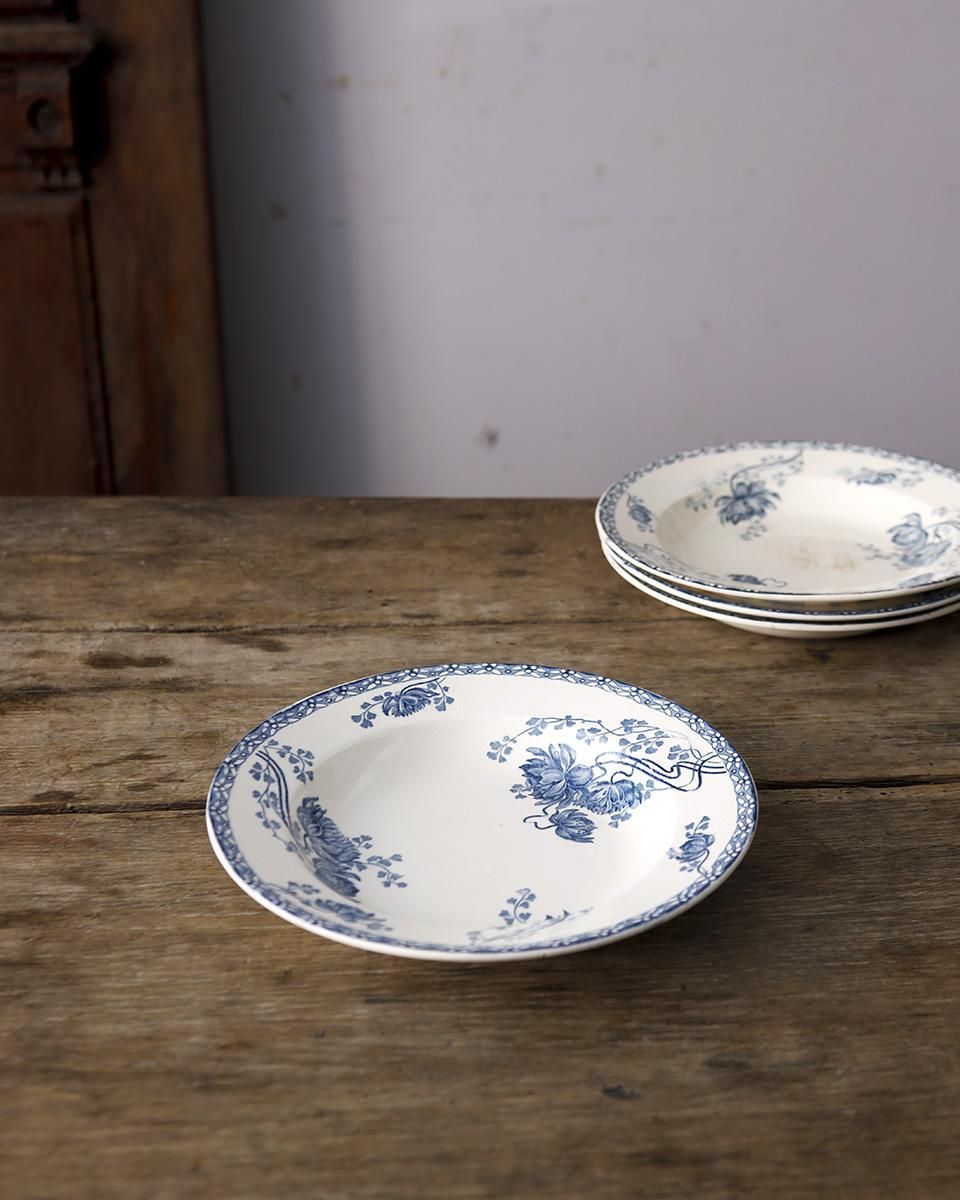 フランスアンティークプレート4枚sarregueminesサルグミンヌ