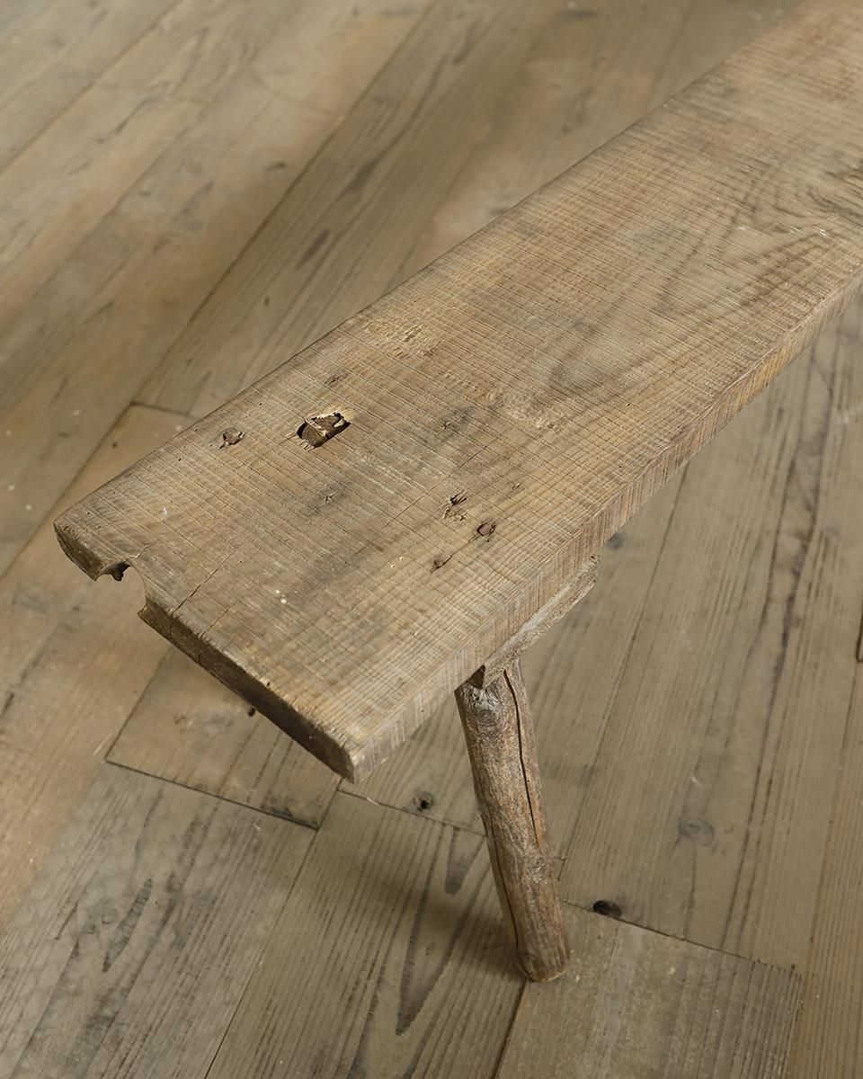 アンティークベンチ 木製 布張り フランスアンティーク ウッドベンチ / 木製ベンチ | Antiques Knock