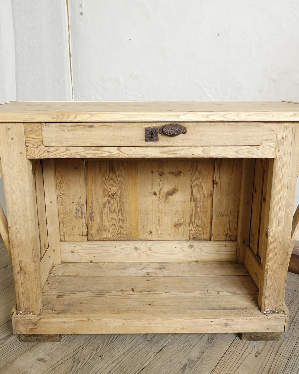 フランスアンティーク木製ショップカウンター/レジ台キッチンテーブル(60-165 フランスアンティークショップカウンターL字W1600@大阪東京名古屋