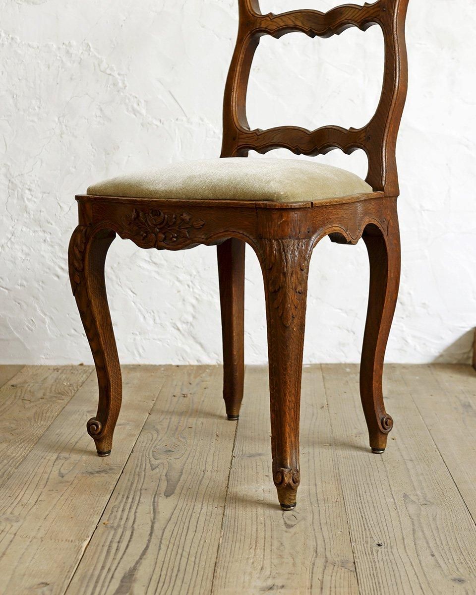 ラダーバック　ダイニングチェア　フランスアンティーク フランスアンティーク ラダーバッククッションチェア （ダイニング