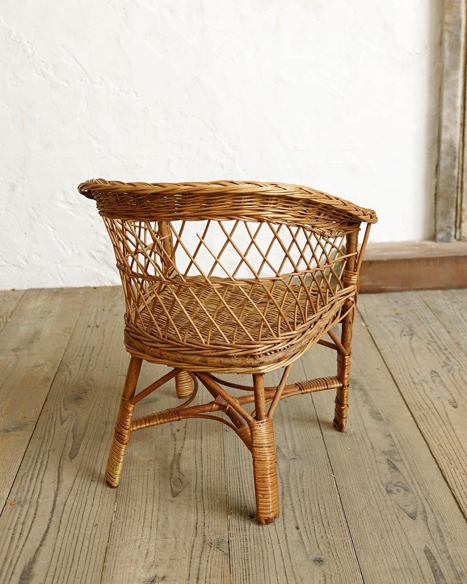 ラタンチェア　キッズチェア　アンティーク　古道具 Kids Rattan Chair / キッズ ラタン チェア 【B】〈キッズチェア