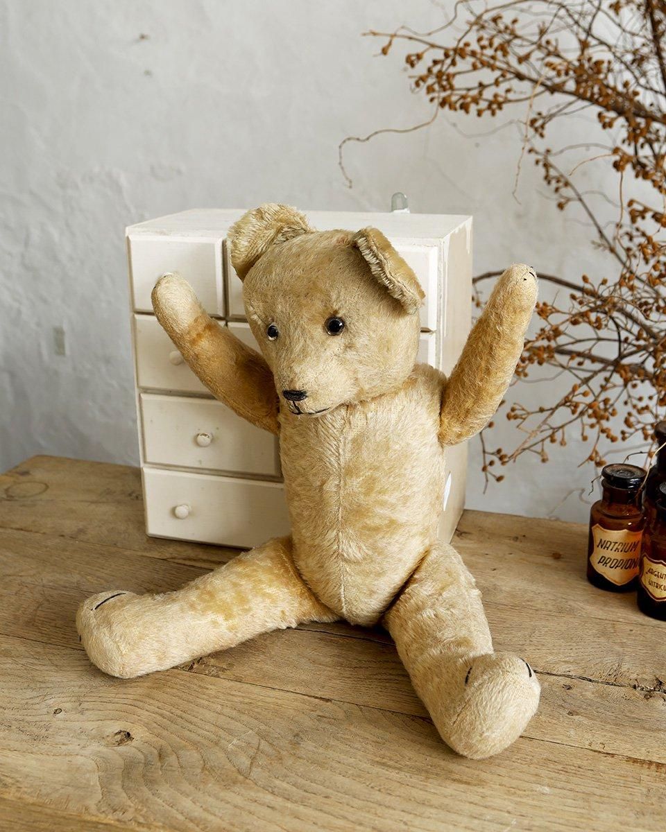 フランス アンティーク テディベア 34cm 1950年代 パッチワークあり Jan Jac Parisの可愛いテディベア38cm 1950年代 gt-1013の通販