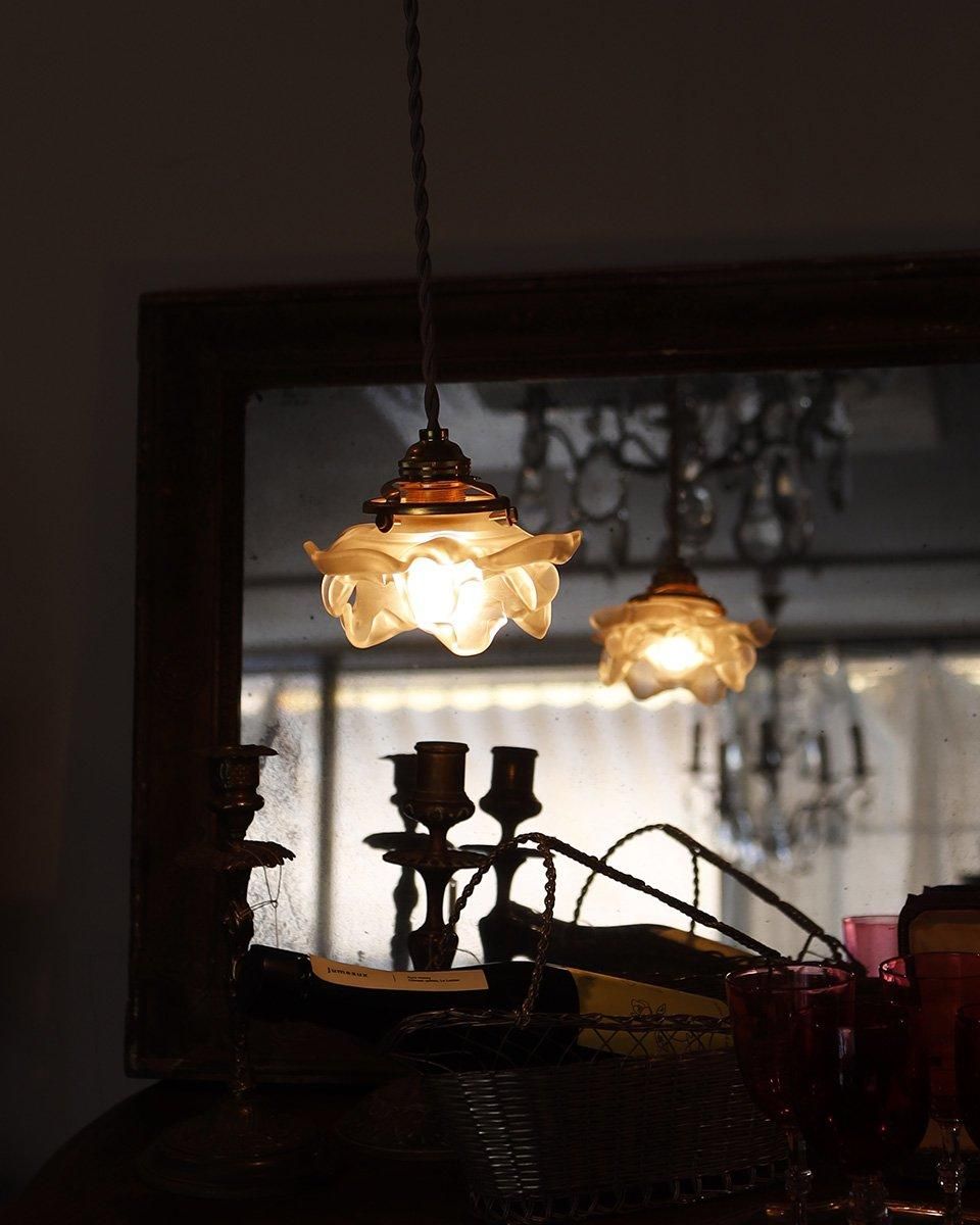 フランスアンティーク　ガラス　シェード　照明　ペンダントライト　吊り下げ照明 1-2-300x300.jpg
