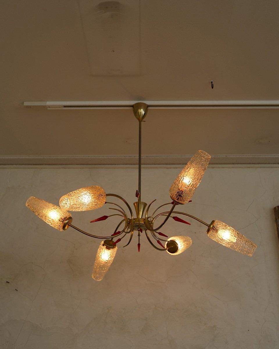 ヴィンテージ　シャンデリア 1950-60's ヴィンテージ ミッドセンチュリー 6灯シャンデリア