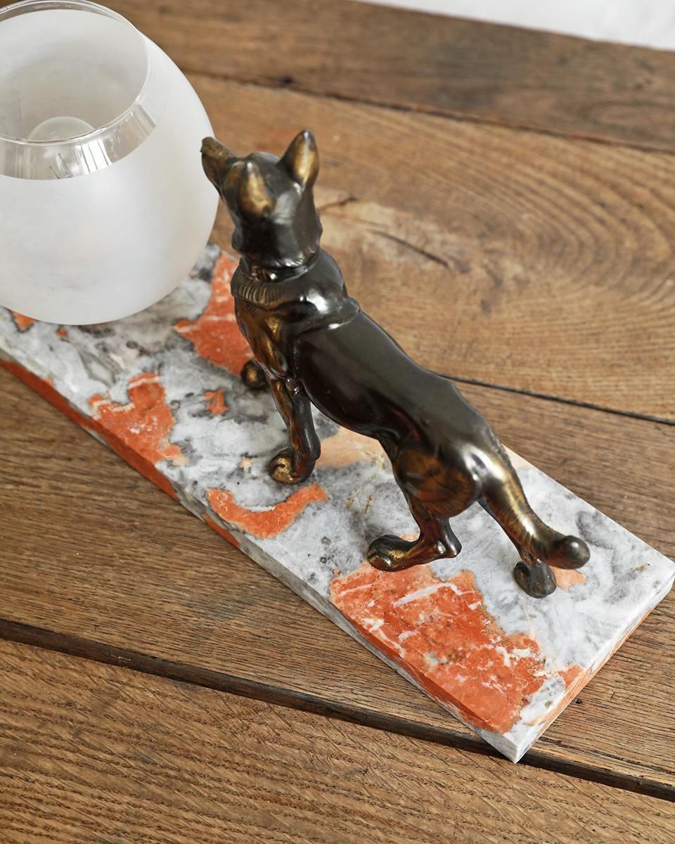 レトロ】アンティークランプ 犬を連れた貴婦人 ☆アンティーク