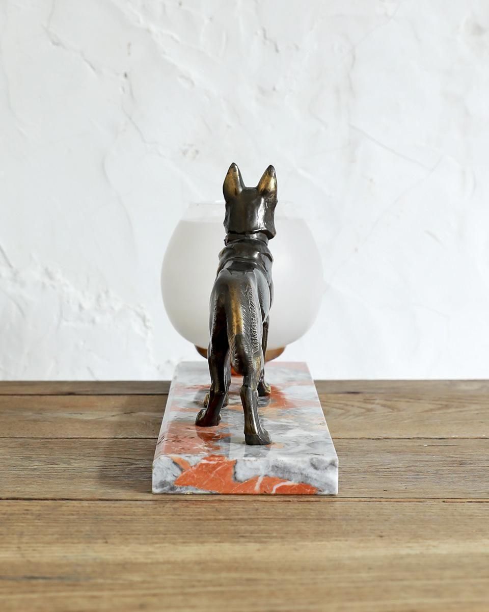 【 希少 】高さ34㎝ 芸術的「パリジェンヌと犬」オブジェ・テーブルランプ フランスアンティーク アール・デコ テーブルランプ.28