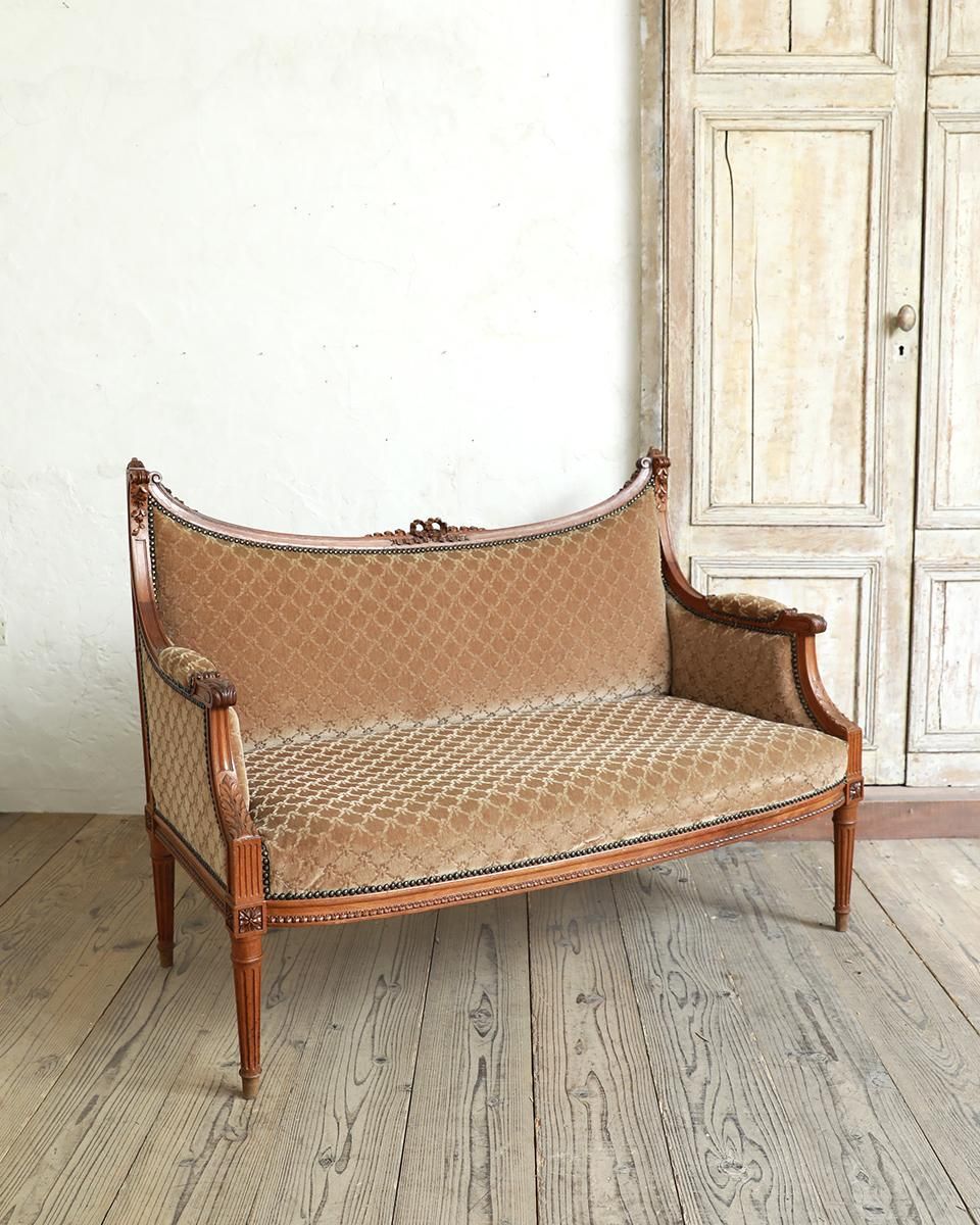 フランスアンティーク ルイ16世様式 2シーターソファ（ファブリック