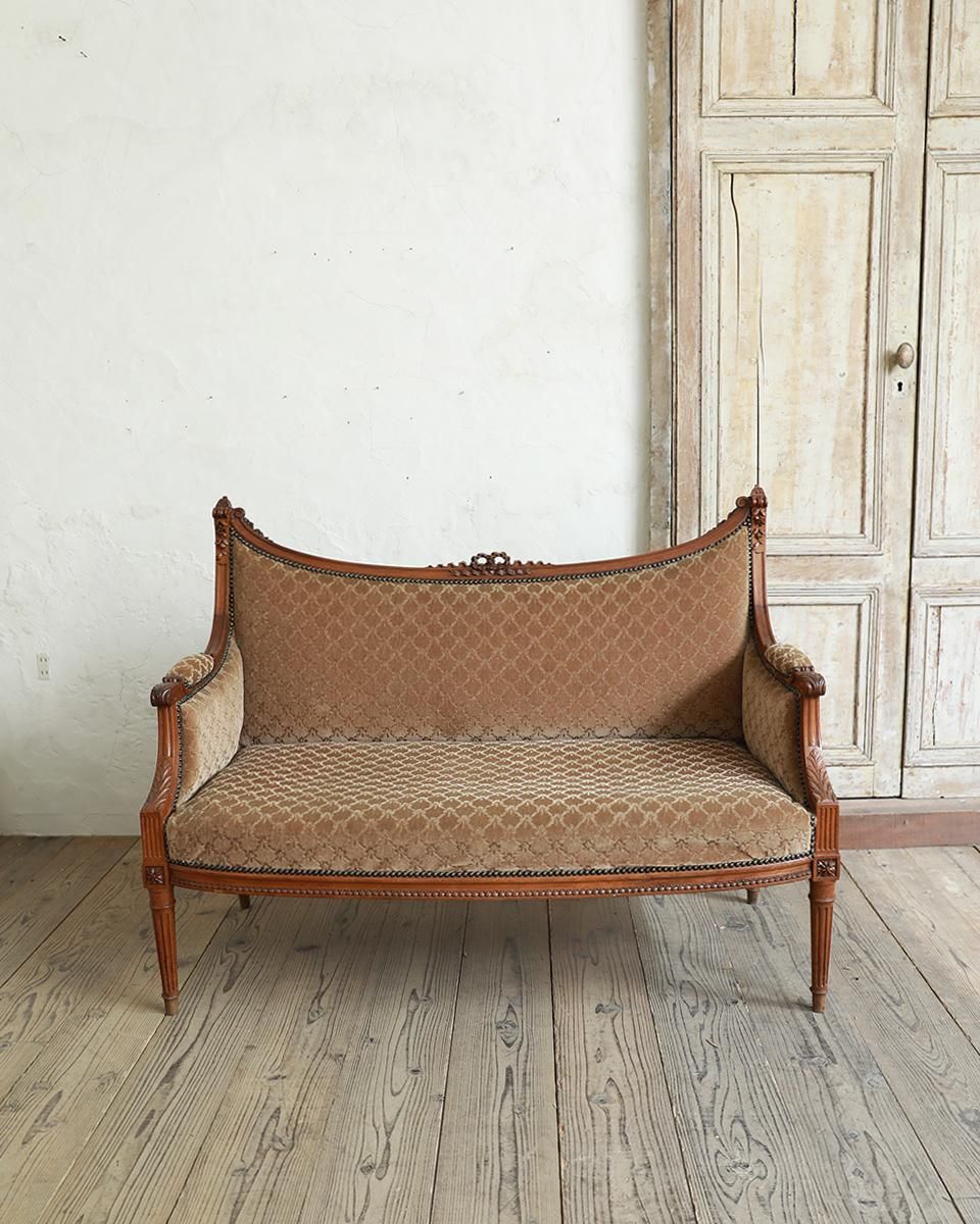 フランスアンティーク ルイ16世様式 2シーターソファ（ファブリック
