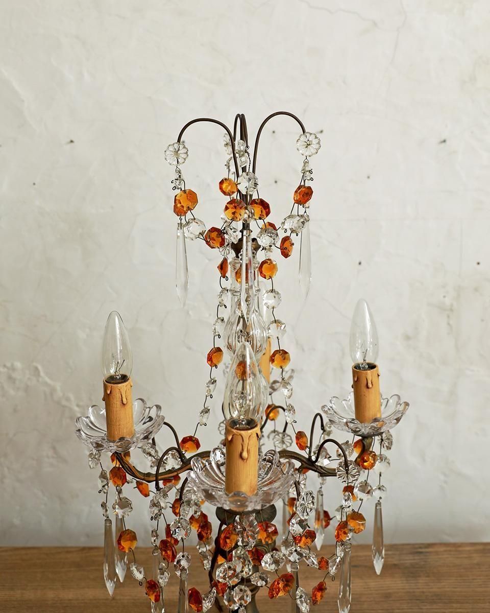 フランスアンティーク　シャンデリア　ガラスドロップ　照明　ランプ　PARIS フランスアンティーク シャンデリア ガラスドロップ 照明 ランプ