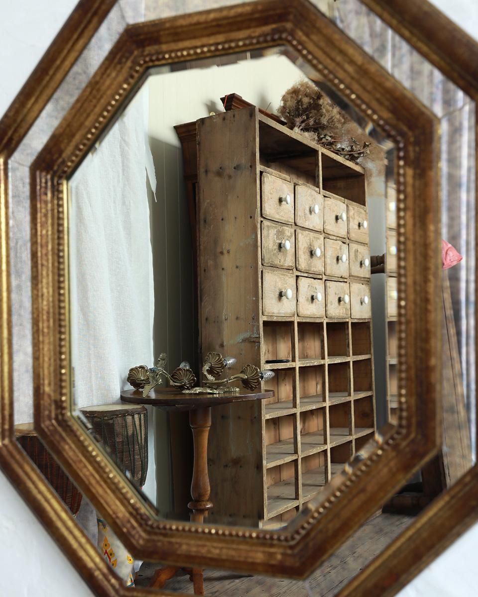 フランスアンティーク ウォールミラー.21 （壁掛けミラー） ゴールド