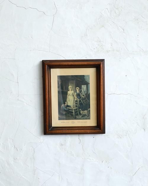絵画 ヴィンテージ 古材 作品 蚤の市 アンティーク アート ヨーロッパ 欧州 ヴィンテージ ヨーロッパの街並み カップ＆ソーサー モノトーン