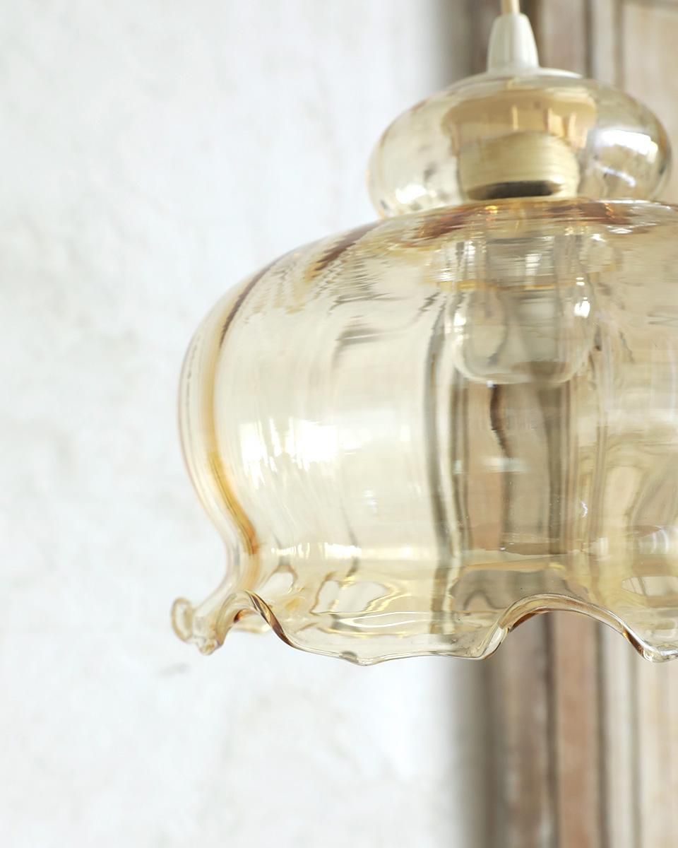 フランスアンティーク ガラスシェードランプ ペンダントランプ