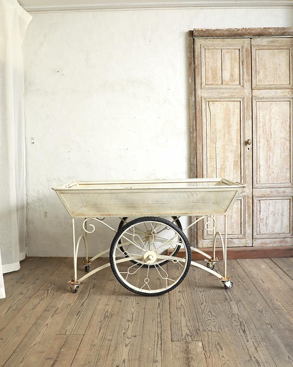 フランスアンティーク アイアンフラワーカート ディスプレイワゴン