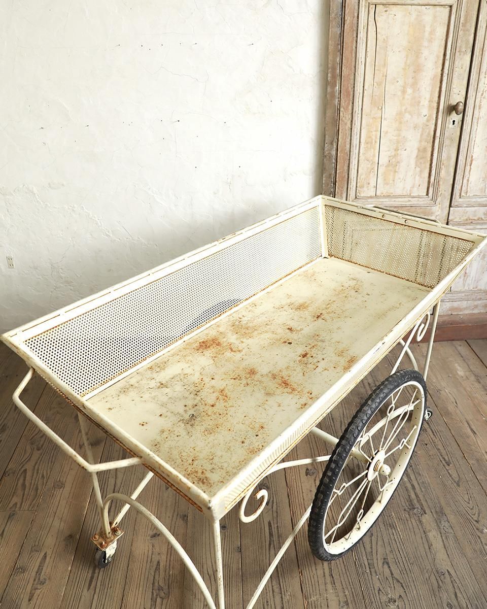 フランスアンティーク アイアンフラワーカート ディスプレイワゴン