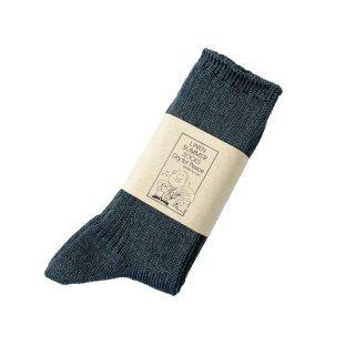 B27-K002 Linen socks Fake indigoBROWN by 2-tacs