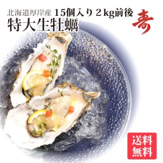 送料無料 殻付 生牡蠣 カキ 北海道 厚岸 マルえもん 特大 3L (1個約150g) 15個セット 生食可 未冷凍