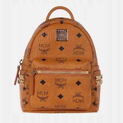 19ss 最新作 Mcm エムシーエム スターク ヴィセトス ベベブー スタッズ付き バックパック コニャック