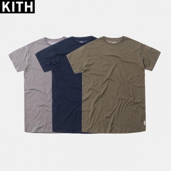 大人気 入手困難 Kith コットン Tシャツ 3枚パック パックt グレー オリーブ ネイビー メンズ