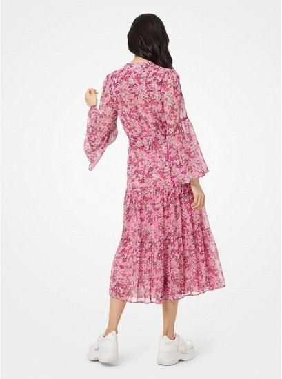 セール 新作 マイケルコース Michael Michael Kors フローラル シフォン ワンピース ハイビスカス
