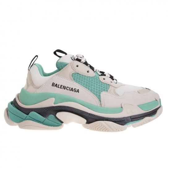 19 aw バレンシアガ Balenciaga Triple S トリプルs レザースニーカー ホワイトxグリーン レディース