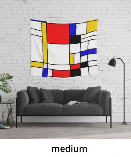 オンライン会議にも Bauhouse Composition Mondrian Style アート タペストリー ファブリックポスター パーテーション 目隠し