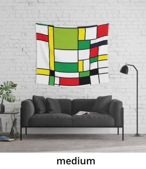 オンライン会議にも Bauhouse Composition Mondrian Style Green アート タペストリー ファブリックポスター パーテーション 目隠し S 130cm X 152cm オンライン会議にも Bauhouse Composition Mondrian Style Green アート タペストリー ファブリックポスター パーテーション 目隠し S 130cm X 152cm