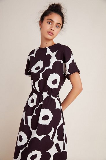 コラボ 日本未発売 Anthropologie X Marimekko アンソロポロジー X マリメッコ Piiri ミディドレス ミドル丈 ワンピース