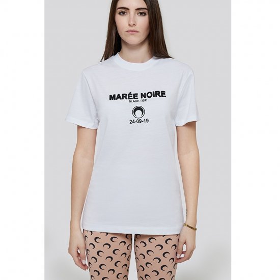 最新作】 MARINE SERRE マリーンセル ロゴ入り コットン Tシャツ 半袖 