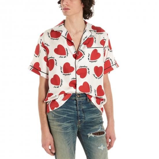 関税送料込 Amiri アミリ ハート柄 シルクシャツ ボウリングシャツ シャツ メンズ 関税送料込 Amiri アミリ ハート柄 シルクシャツ ボウリングシャツ シャツ メンズ