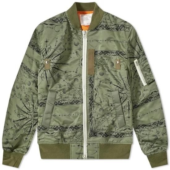 日本未入荷 サカイ Sacai X Dr Woo Bandana Print Blouson バンダナプリント Ma 1 ブルゾン カーキ メンズ