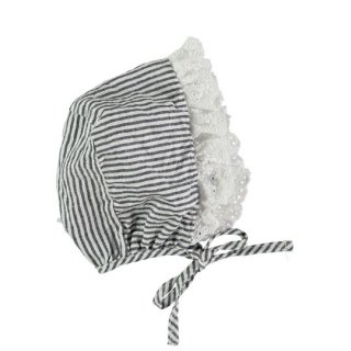 【50%OFF!】tocoto vintage / Striped swiss embroidery lace bonnet / NAVY