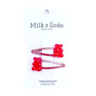 ں١Milk  Soda / Gummy Hair Clips / Red