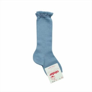 condor / Knee high socks with openwork cuff / 756 / Dry green