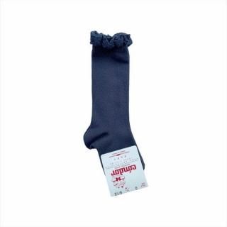 condor / Knee socks with lace edging cuff / 257 / Coal / 0,2,4y