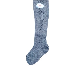 condor / Warm cotton tights with side openwork / 230 / light grey / 6y
