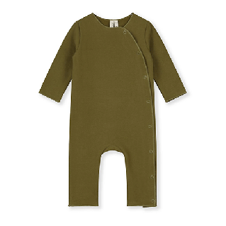 GRAY LABEL / Baby Suit with Snaps GOTS / Olive Green / Baby / 0-3m, 3-6m