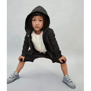 GRAY LABEL / Hooded Cardigan GOTS / Nearly Black / Kid / 1-2, 3-4Y