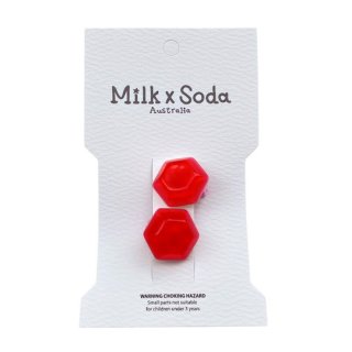 Milk  Soda / JELLY STONE CLIP ON EARRINGS / RED