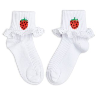 mini rodini / Strawberries lace socks / White