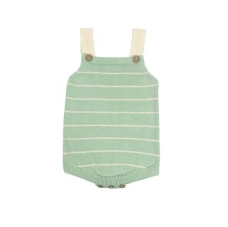 BaYiRi / Sunny striped romper / MOONLIGHT GREEN & MILK STRIPES