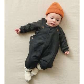 My Little Cozmo / Twill plush baby overalls / Dark Grey
