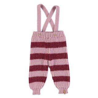 40%OFF!piupiuchick / Knitted baby trousers w/straps / Pink & raspberry stripes / 12M, 24M