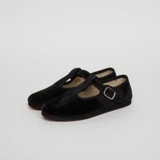 ں١La Cadena / ANDALIA ALTA HEBILLA BROCHE / Velour T-Strap / Negro